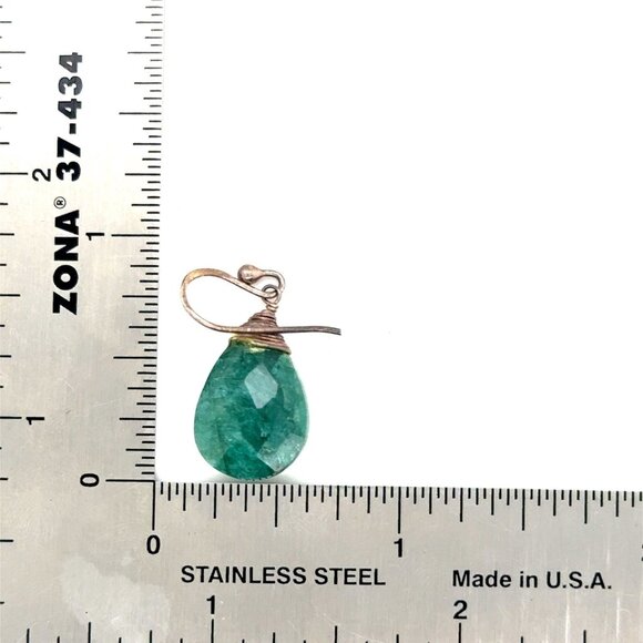 925 Silver Hook Green Stone Dangle Earrings - Picture 5 of 5